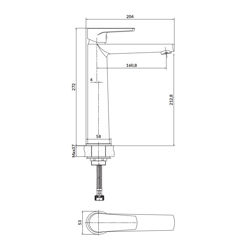 Cersanit S951-585 - Praustuvo čiaupas MODUO 27,2 cm juoda