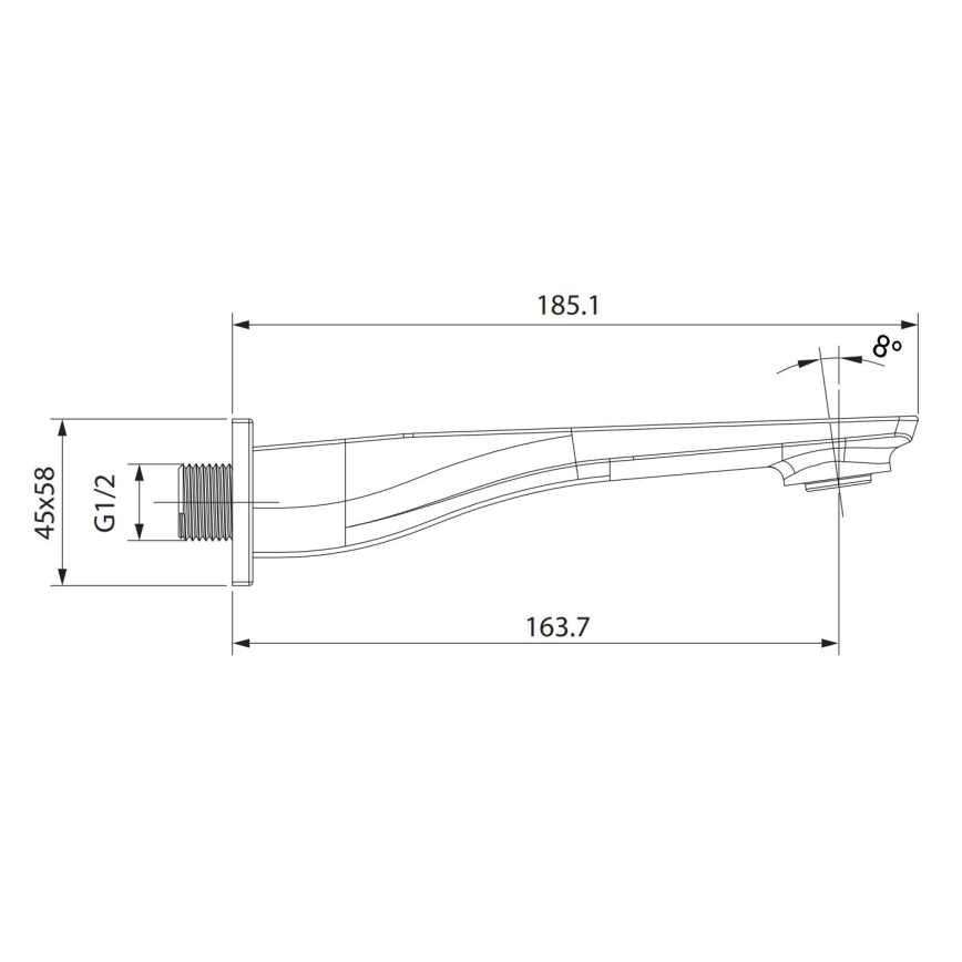Cersanit S951-711 - Išleidimo snapelis potinkinei MILLE montavimui, blizgus chromas