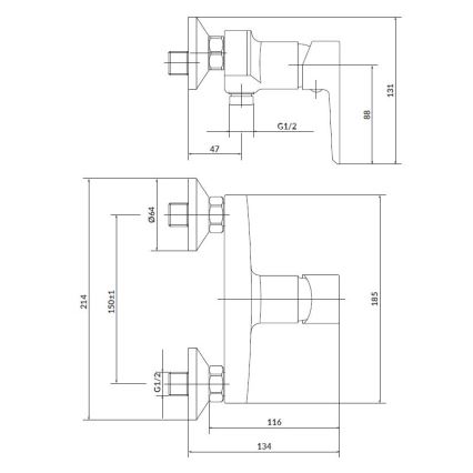 Cersanit S952-004 - Dušo komplektas su maišytuvu + praustuvo maišytuvas MILLE blizgus chromas