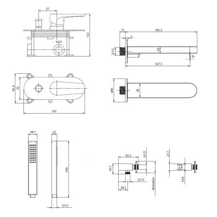 Cersanit S952-040 - Vonios komplektas su potinkine MODUO maišytuvu, blizgus chromas