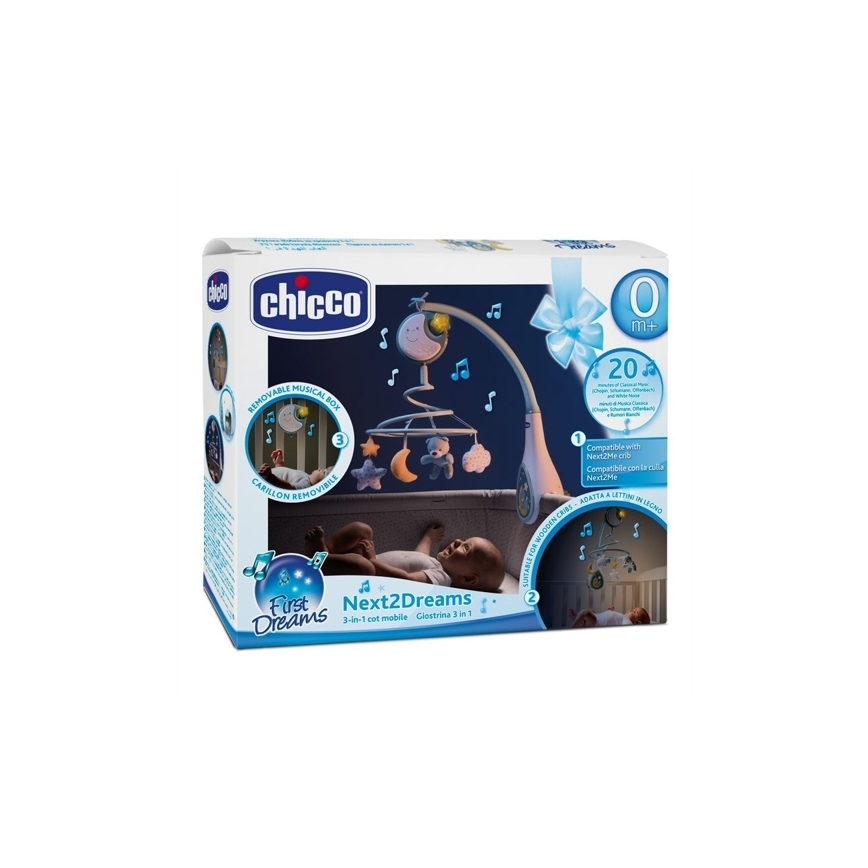 Chicco - Lopšys mobilusis su melodija 3in1 NEXT2DREAMS 3xAA mėlynas