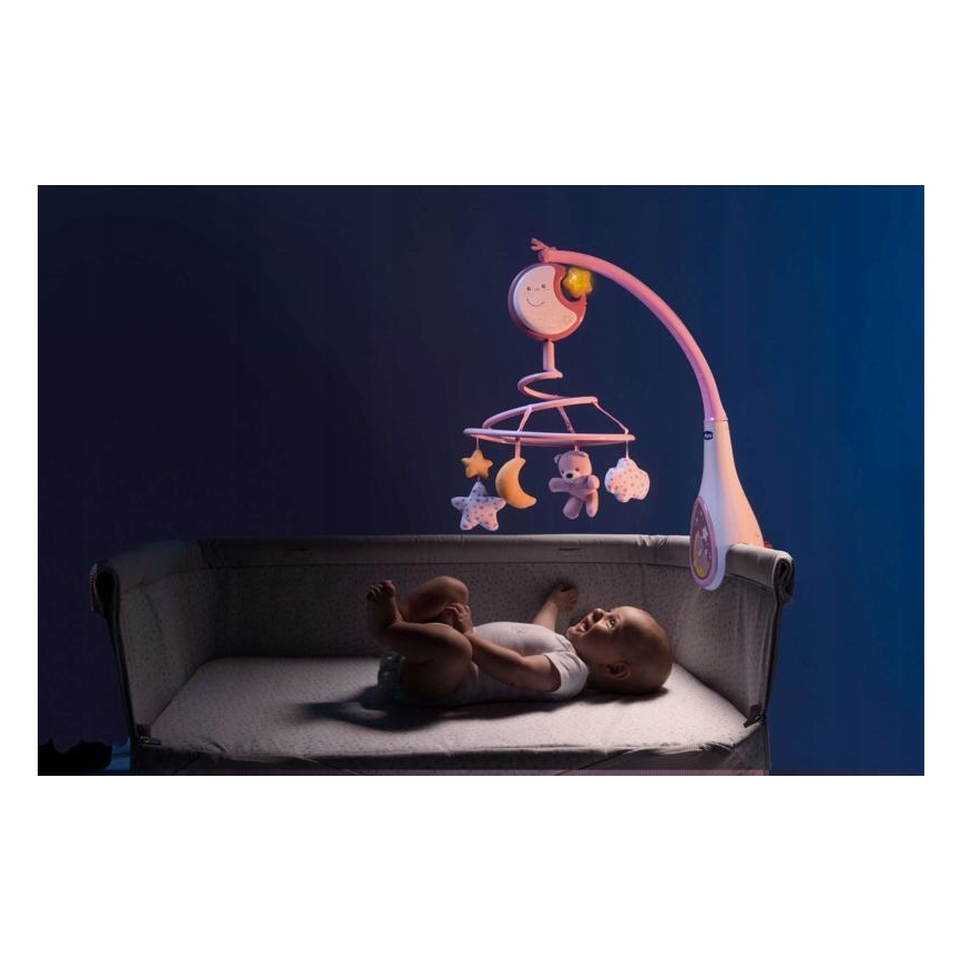 Chicco - Lopšys mobilusis su melodija 3in1 NEXT2DREAMS 3xAA rožinis