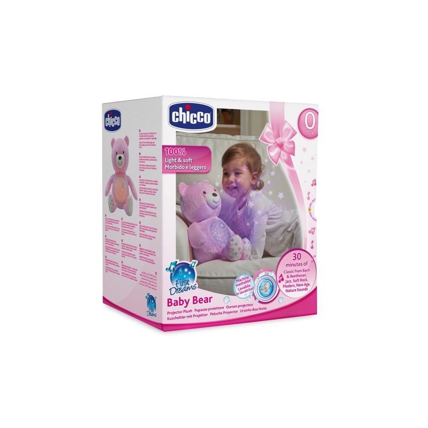 Chicco - Projektorius su melodija BABY BEAR 3xAAA rožinė