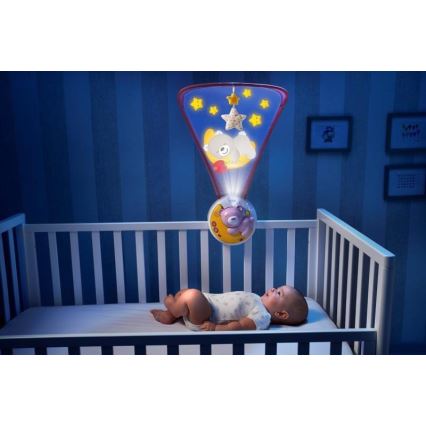 Chicco – Projektorius virš lovelės su melodija 3in1 NEXT2MOON rausva