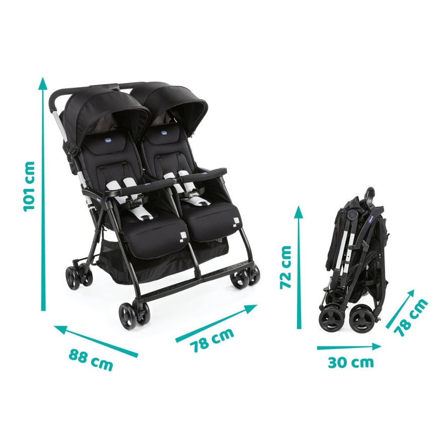 Chicco - Vežimėlis - dvynukams OHLALA TWIN Black Night juodas
