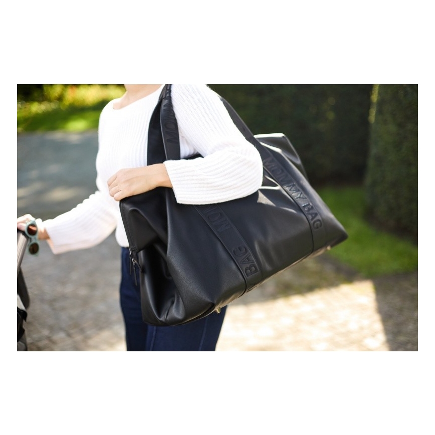 Childhome - Persirengimo krepšys MOMMY BAG LEATHER juoda