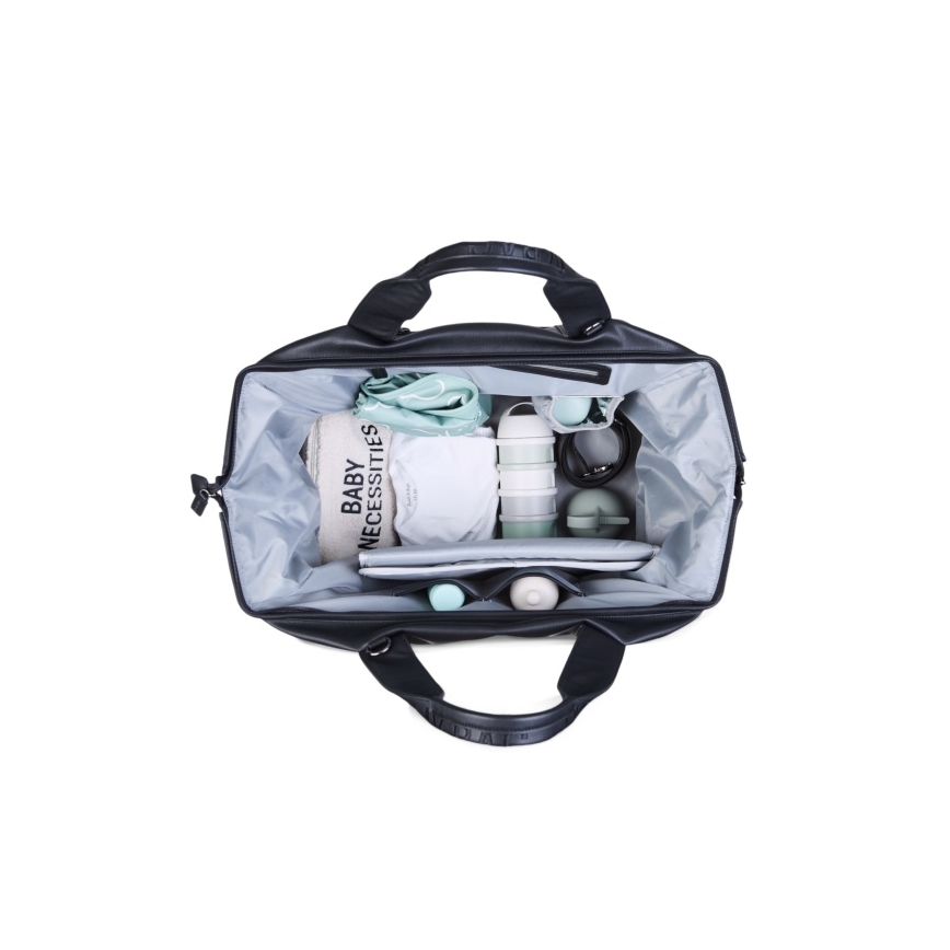 Childhome - Persirengimo krepšys MOMMY BAG LEATHER juoda