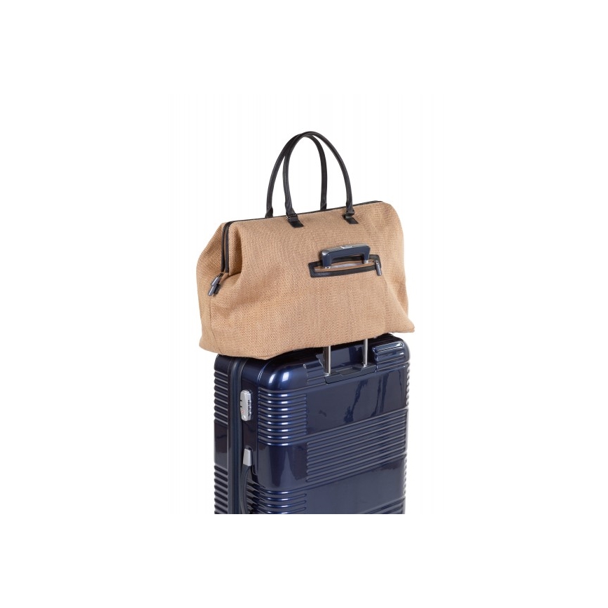Childhome - Persirengimo krepšys MOMMY BAG RAFFIA LOOK smėlio spalva