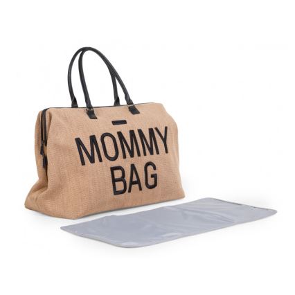 Childhome - Persirengimo krepšys MOMMY BAG RAFFIA LOOK smėlio spalva