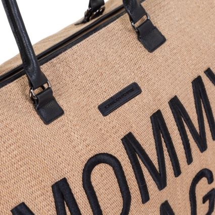 Childhome - Persirengimo krepšys MOMMY BAG RAFFIA LOOK smėlio spalva