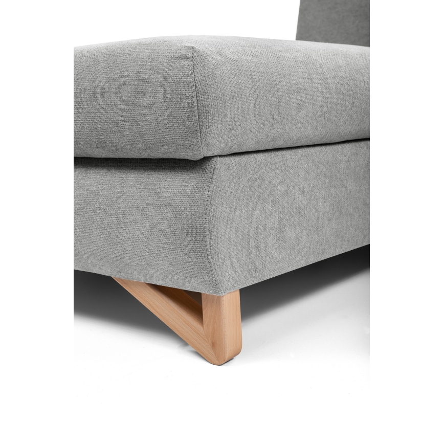 Išskleidžiama kairinė L formos apmušta sofa-lova AVESTA, pilka, su daiktų laikymo dėže