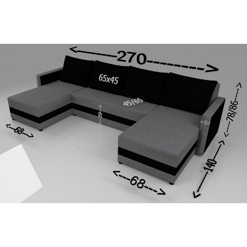 Universali kampinė išskleidžiama minkšta U formos sofa BRISTOL ruda/kreminė