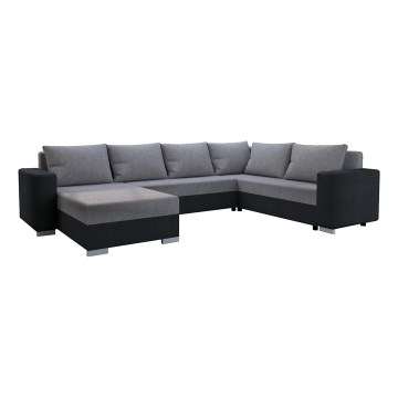 Čiužininė universali išskleidžiama U formos sofa YORK pilka/juoda