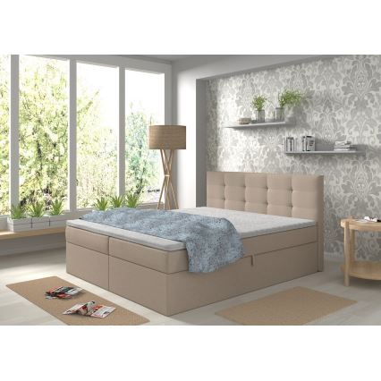 Čiužinys su čiužiniais ir viršutiniu sluoksniu su daiktadėže EMBER 180x200 cm smėlio spalvos