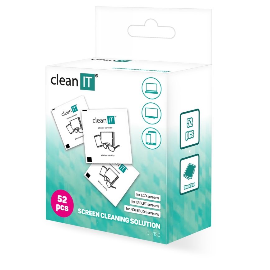 CLEAN IT CL-150 - Vienkartinės valymo drėgnos servetėlės 52 vnt.
