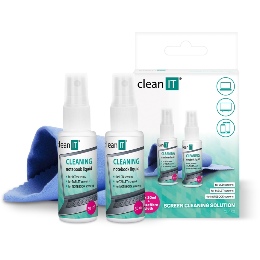 CLEAN IT CL-182 - Ekrano valymo tirpalas su šluoste 2x 30 mm