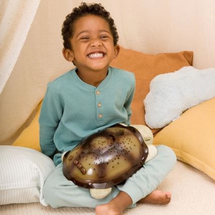 Cloud B - Vaikiškas naktinis šviestuvas su projektoriumi 3xAA vėžlys žalia