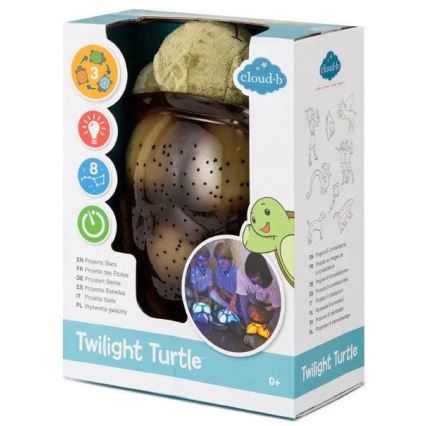 Cloud B - Vaikiškas naktinis šviestuvas su projektoriumi 3xAA vėžlys žalia