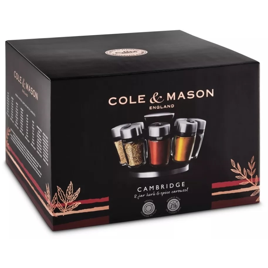 Cole&Mason - Besisukantis stovas su prieskonių stiklainiais MASTER 9 vnt