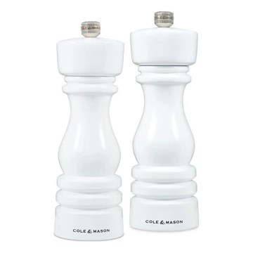 Cole&Mason - Druskos ir pipirų malūnėlių rinkinys LONDON 2 vnt. 18 cm bukas/balta