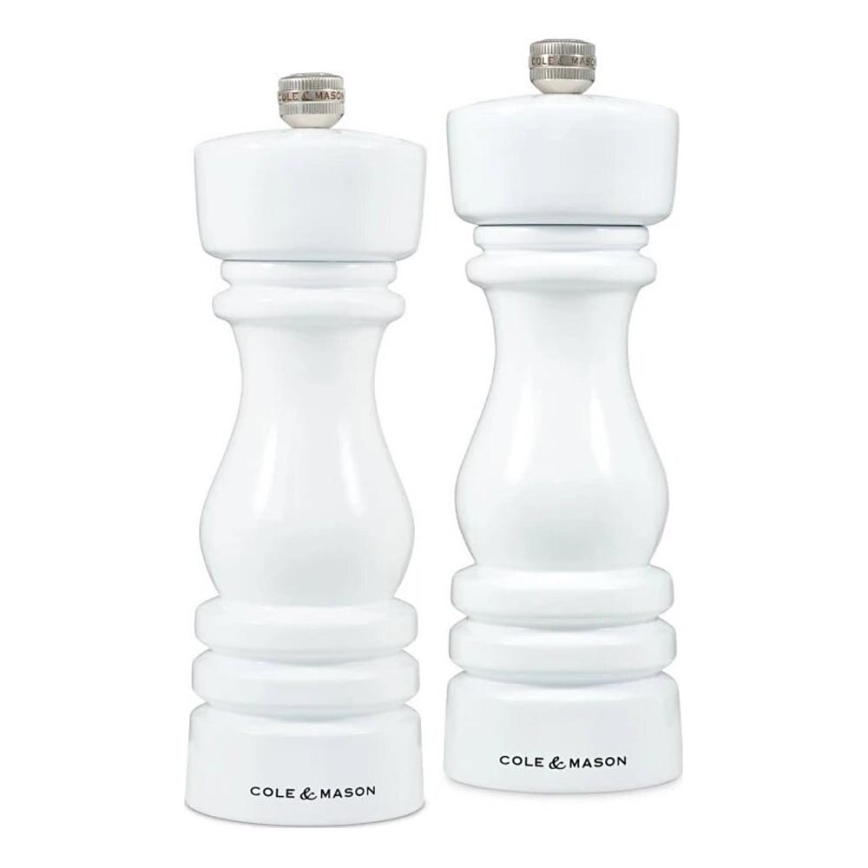 Cole&Mason - Druskos ir pipirų malūnėlių rinkinys LONDON 2 vnt. 18 cm bukas/balta