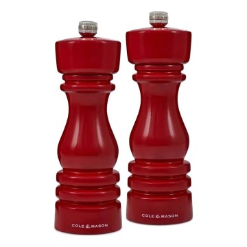 Cole&Mason - Druskos ir pipirų malūnėlių rinkinys LONDON 2 vnt. 18 cm bukas/raudona