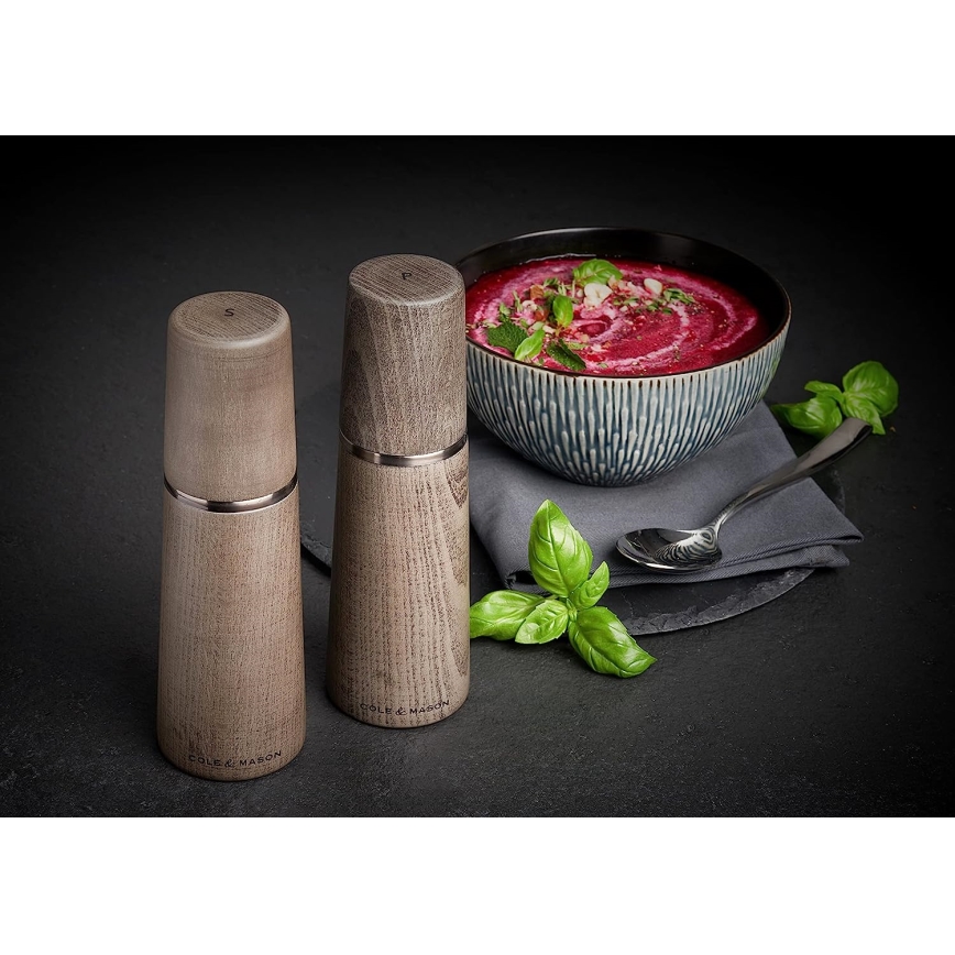 Cole&Mason - Druskos ir pipirų malūnėlių rinkinys MARLOW bukas 2 vnt 18,5 cm