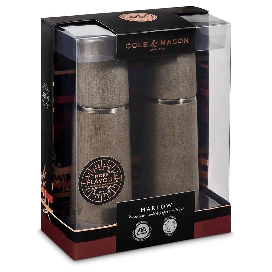 Cole&Mason - Druskos ir pipirų malūnėlių rinkinys MARLOW bukas 2 vnt 18,5 cm