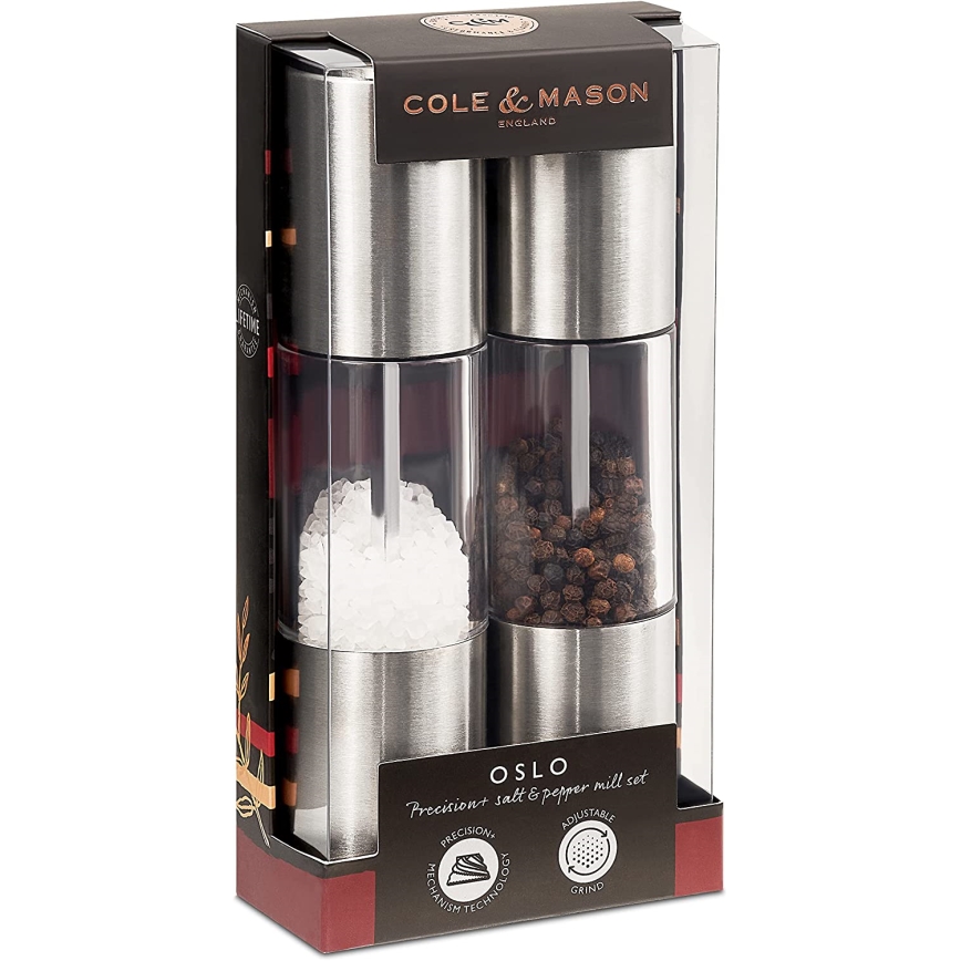 Cole&Mason - Druskos ir pipirų malūnėlių rinkinys OSLO 2 vnt 18,5 cm