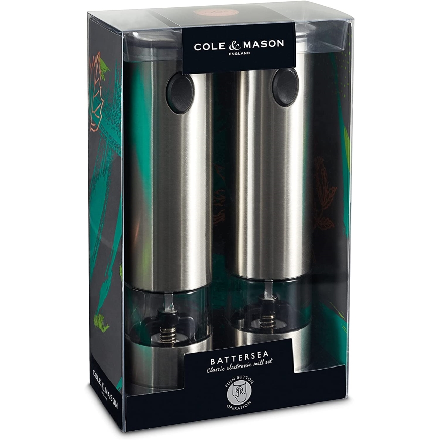 Cole&Mason - Rinkinys elektrinių BATTERSEA prieskonių malūnėlių, 2 vnt., 6xAAA