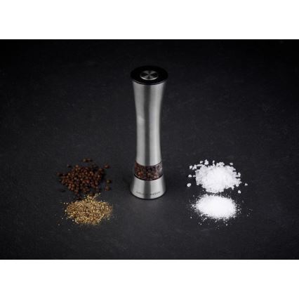 Cole&Mason - Elektrinis salt or pepper grinder BURFORD 4xAAA 18 cm matinis chromas
