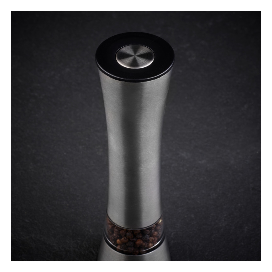 Cole&Mason - Elektrinis salt or pepper grinder BURFORD 4xAAA 18 cm matinis chromas