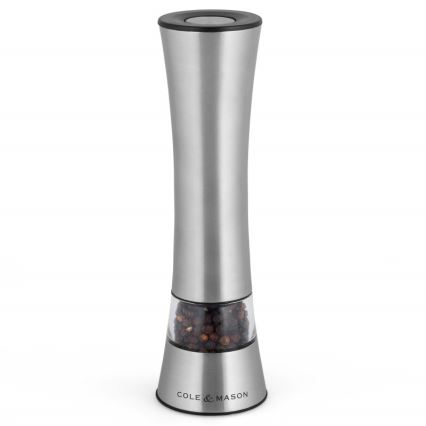 Cole&Mason - Elektrinis salt or pepper grinder BURFORD 4xAAA 18 cm matinis chromas