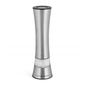 Cole&Mason - Elektrinis salt or pepper grinder BURFORD 4xAAA 18 cm matinis chromas