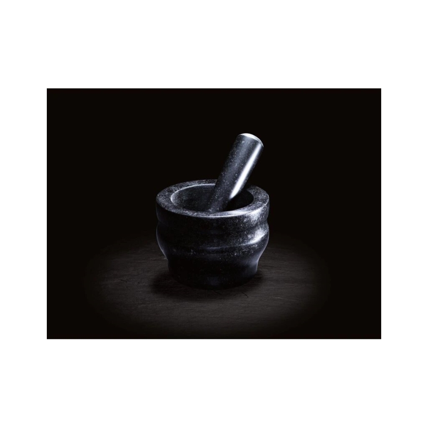Cole&Mason - Granito skiedinys su grūstuvu GRANITE diametras 14 cm granito/juoda
