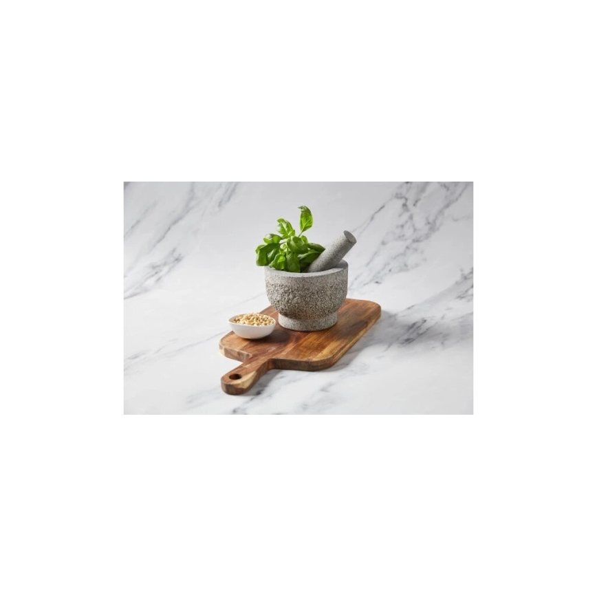 Cole&Mason - Granito skiedinys su grūstuvu GRANITE diametras 15 cm granito/pilka