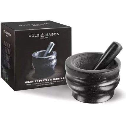 Cole&Mason - Granito skiedinys su grūstuvu GRANITE diametras 18 cm granito/juoda