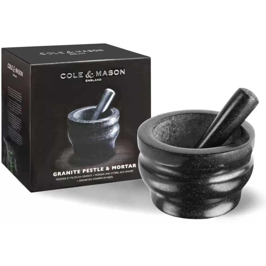 Cole&Mason - Granito skiedinys su grūstuvu GRANITE diametras 18 cm granito/juoda