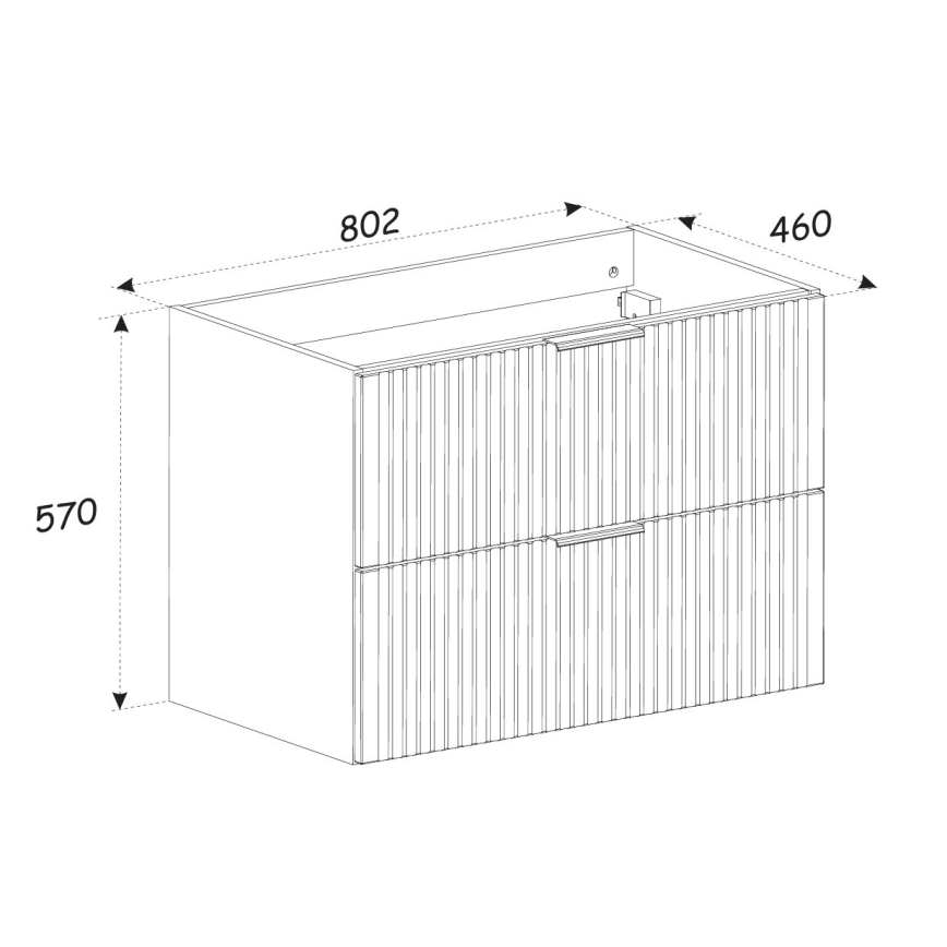 COMAD ADEL OAK 82-80-B-2S - Praustuvo spintelė ADEL 57x80,2 cm, ąžuolas