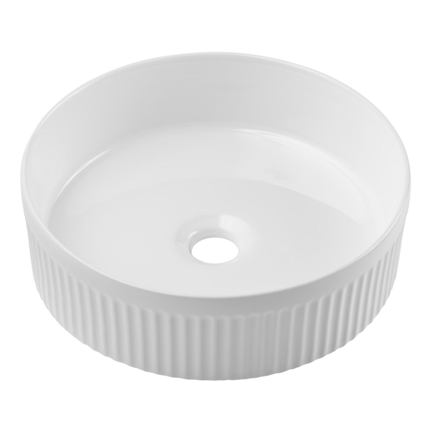 COMAD BEYOND 2 BALTAS ( E-6565 ) - Pastatomas praustuvas BEYOND diametras 36 cm keramika/blizgūs balti