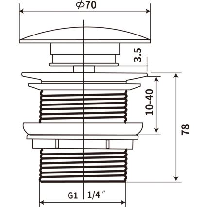 COMAD CLICK-CLACK T201M-W3-3 – Praustuvo ventilis CLICK-CLACK, Ø 7 cm, matinės baltos spalvos