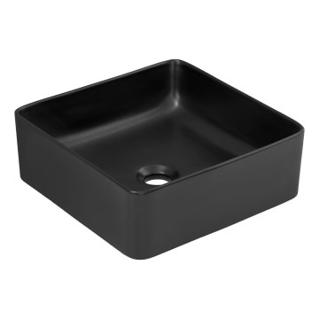 COMAD UM-6276 SLIM 40 BLACK DP - Pastatomas praustuvas SLIM 37x37 cm keramika/matinė juoda
