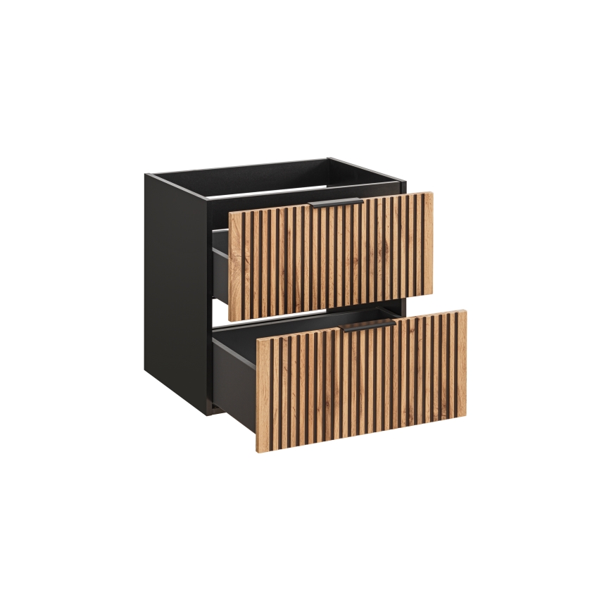 COMAD XILO BLACK WOTAN 82-60-D-2S-Vonios spintelė po praustuvu XILO juoda/ąžuolas