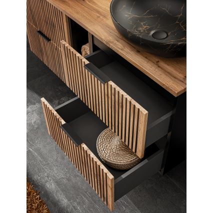 COMAD XILO BLACK WOTAN 82-80-D-2S - Vonios spintelė po praustuvu XILO 57x80,2 cm juoda/ąžuolas Wotan