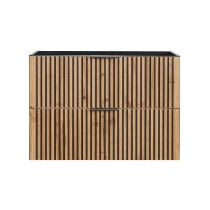 COMAD XILO BLACK WOTAN 82-80-D-2S - Vonios spintelė po praustuvu XILO 57x80,2 cm juoda/ąžuolas Wotan