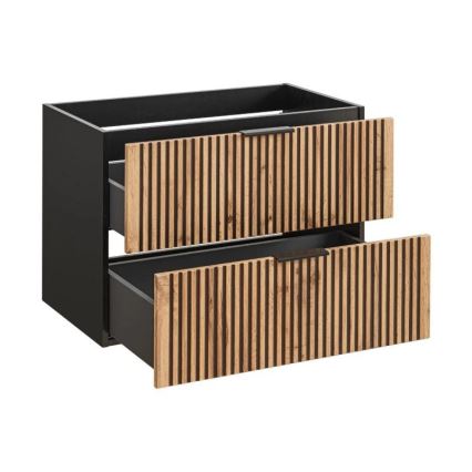 COMAD XILO BLACK WOTAN 82-80-D-2S - Vonios spintelė po praustuvu XILO 57x80,2 cm juoda/ąžuolas Wotan