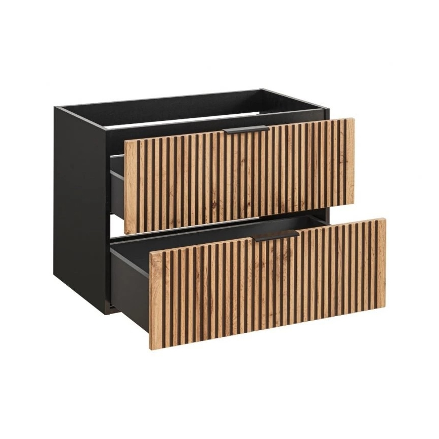 COMAD XILO BLACK WOTAN 82-80-D-2S - Vonios spintelė po praustuvu XILO 57x80,2 cm juoda/ąžuolas Wotan
