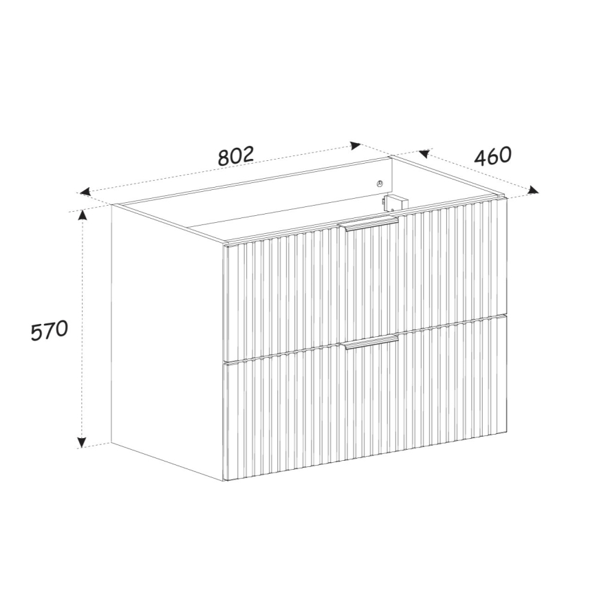 COMAD XILO BLACK WOTAN 82-80-D-2S - Vonios spintelė po praustuvu XILO 57x80,2 cm juoda/ąžuolas Wotan