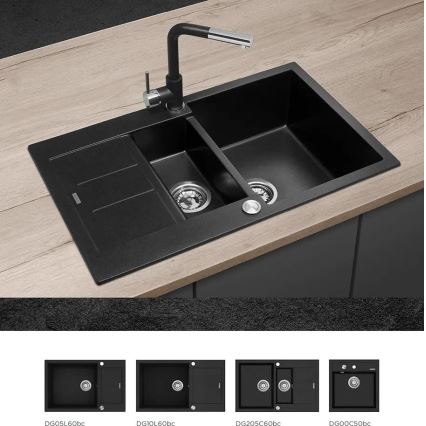 Concept BDG4527BC - Virtuvinis maišytuvas su ištraukiamu purkštuku 26,9 cm granitas/juoda