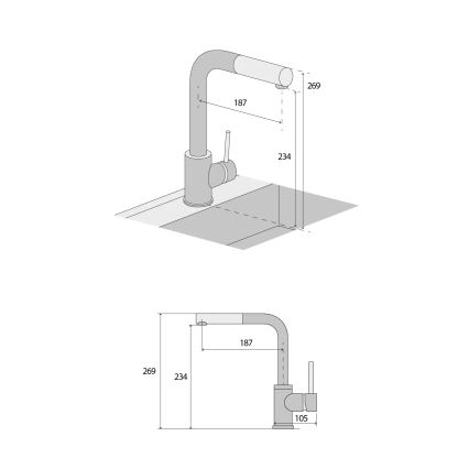 Concept BDG4527BC - Virtuvinis maišytuvas su ištraukiamu purkštuku 26,9 cm granitas/juoda